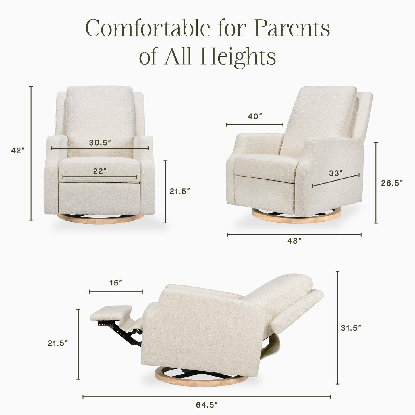 NAMESAKE CREWE RECLINER AND SWIVEL GLIDER IVORY BOUCLE