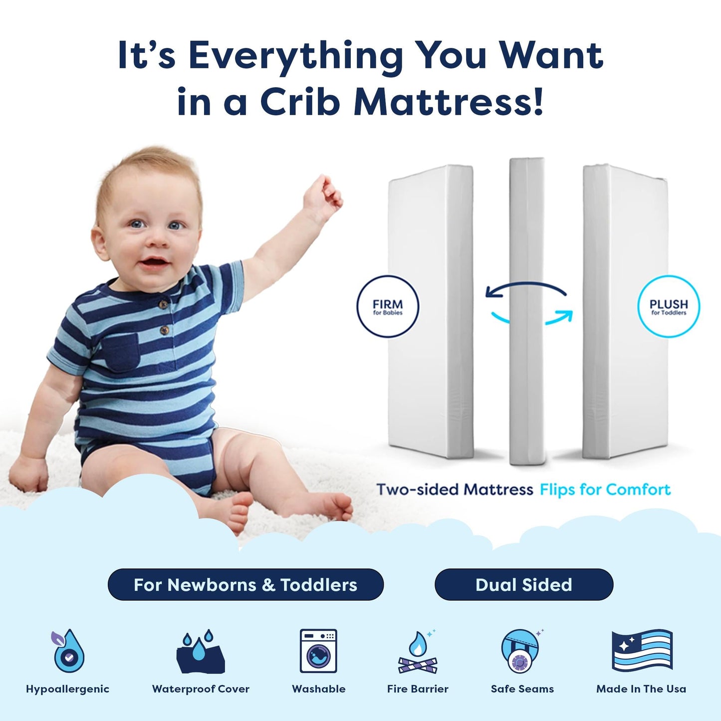 MOONLIGHT STARLIGHT DREAM CRIB MATTRESS (COMPRESSED & ROLLED)