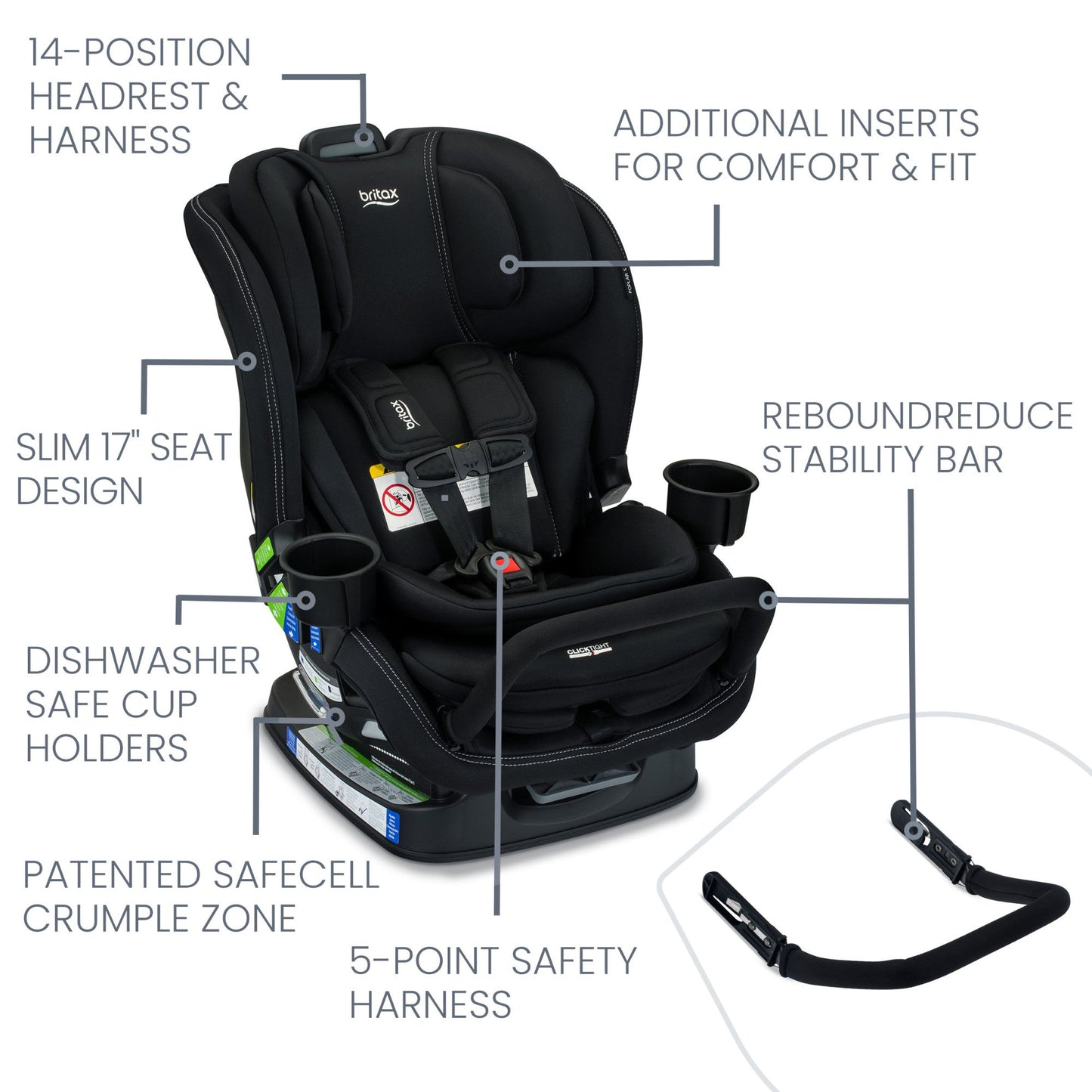 BRITAX POPLAR S CONVERTIBLE 2-IN-1 CAR SEAT WITH CLICKTIGHT