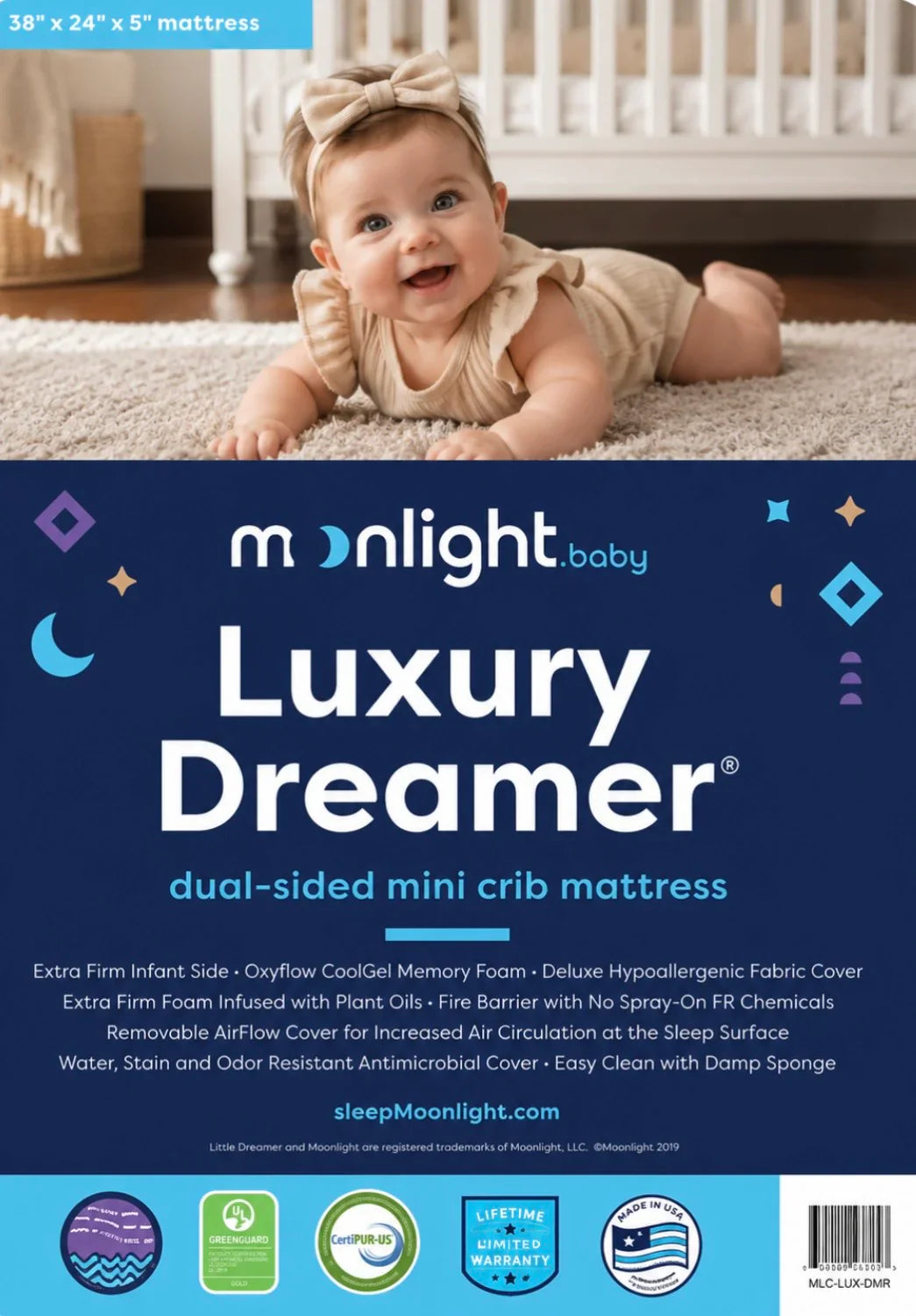 MOONLIGHT LUXURY DREAMER MINI CRIB MATTRESS
