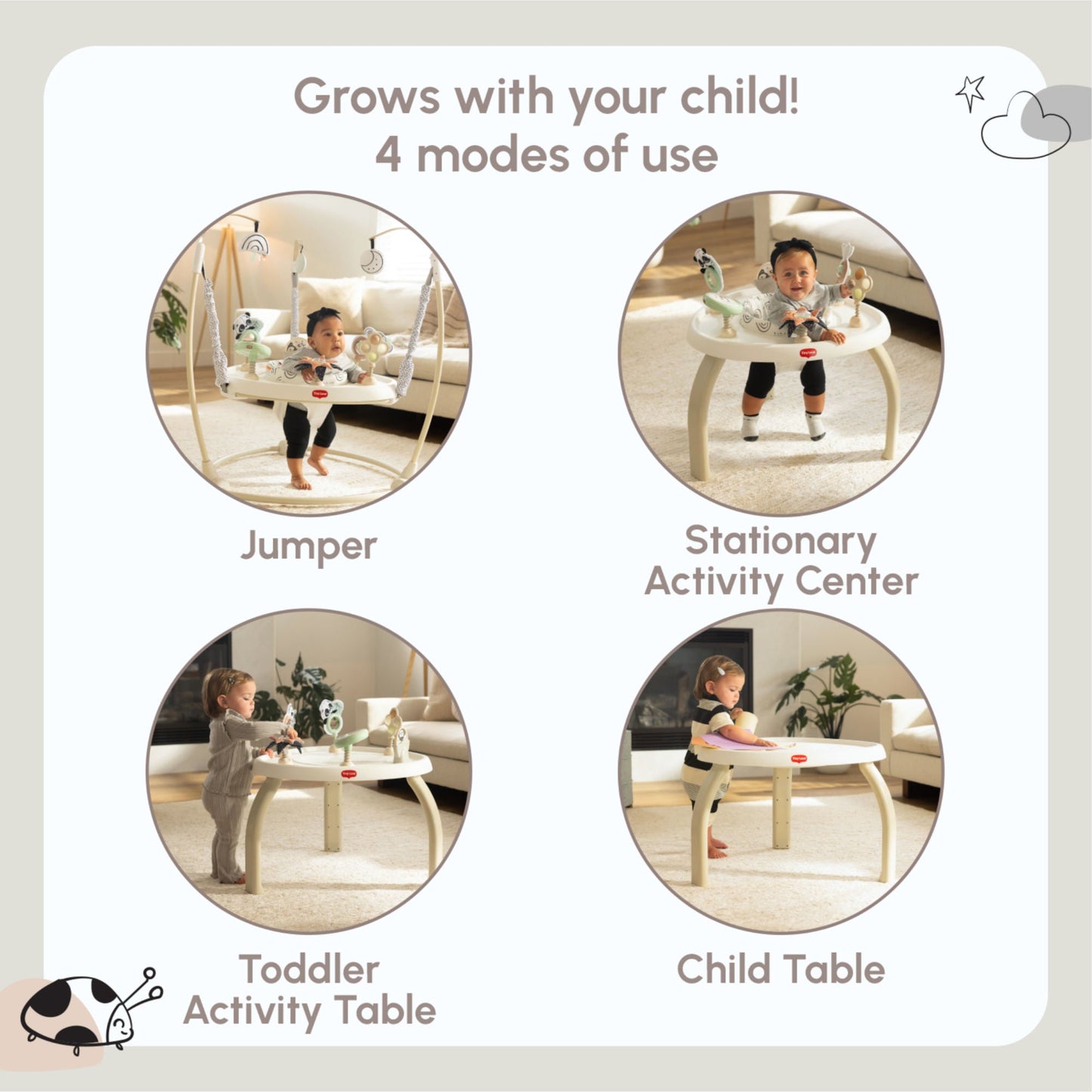 TINY LOVE BLACK & WHITE DÉCOR 4-IN-1 JUMP & PLAY ACTIVITY CENTER