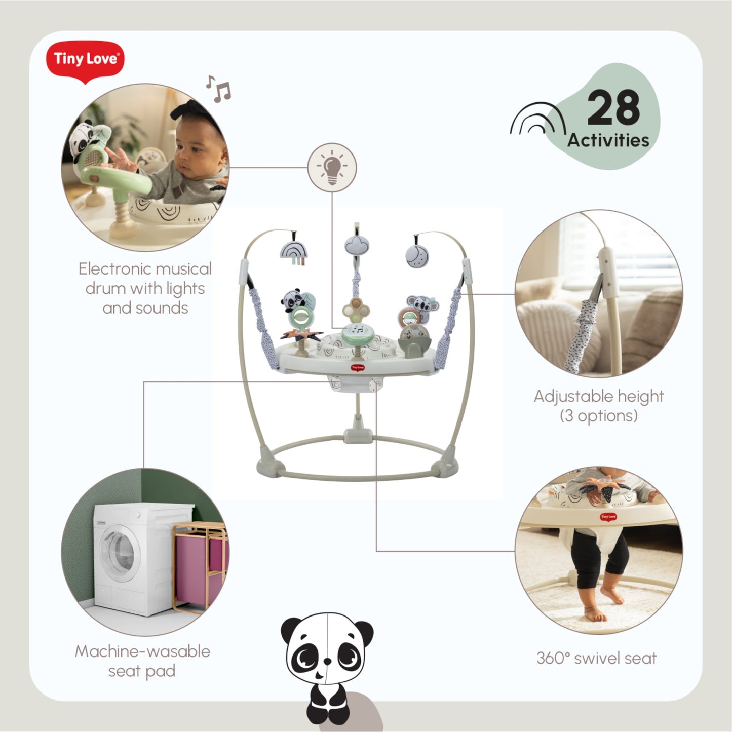 TINY LOVE BLACK & WHITE DÉCOR 4-IN-1 JUMP & PLAY ACTIVITY CENTER