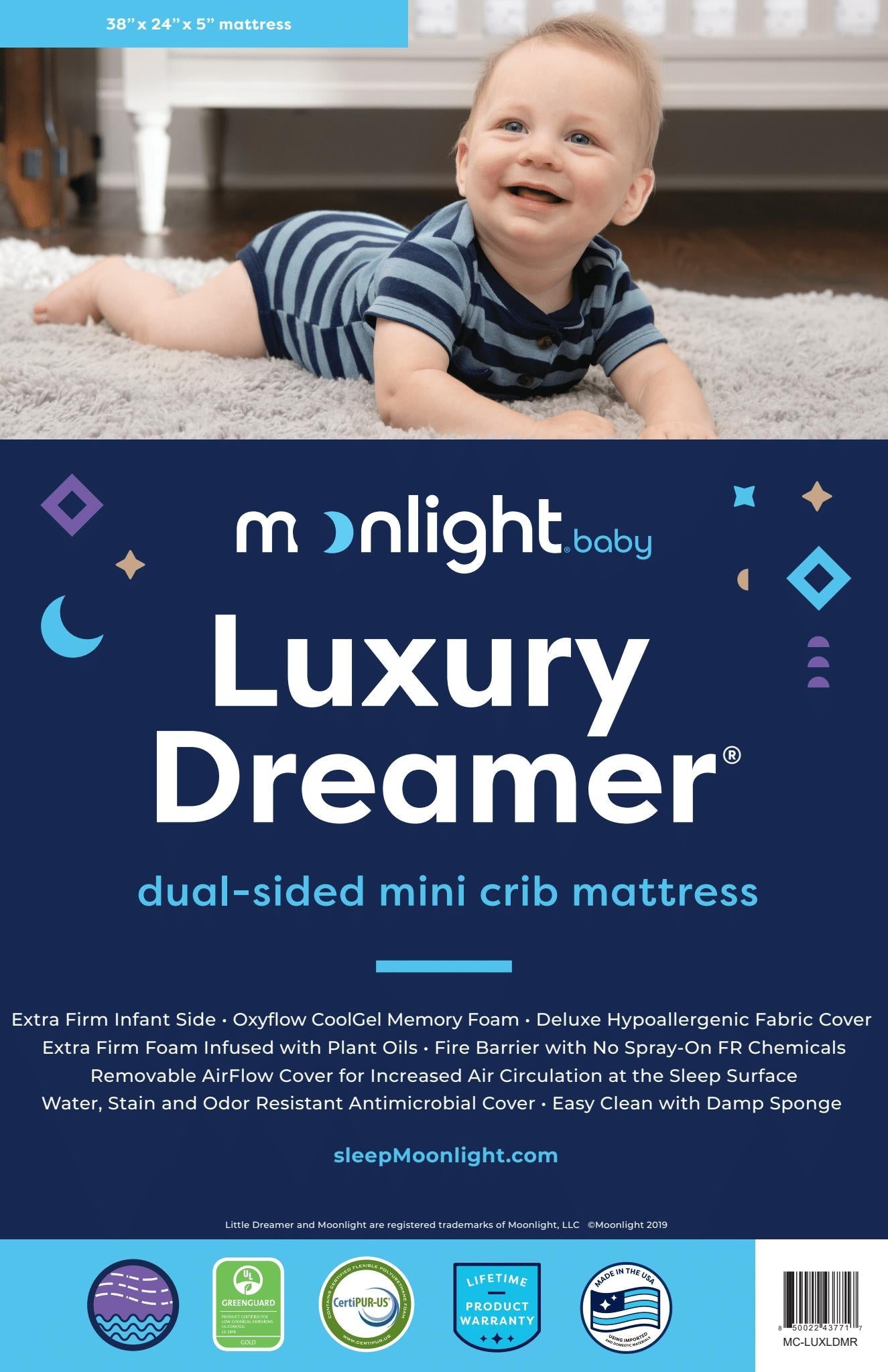 MOONLIGHT LUXURY DREAMER MINI CRIB MATTRESS