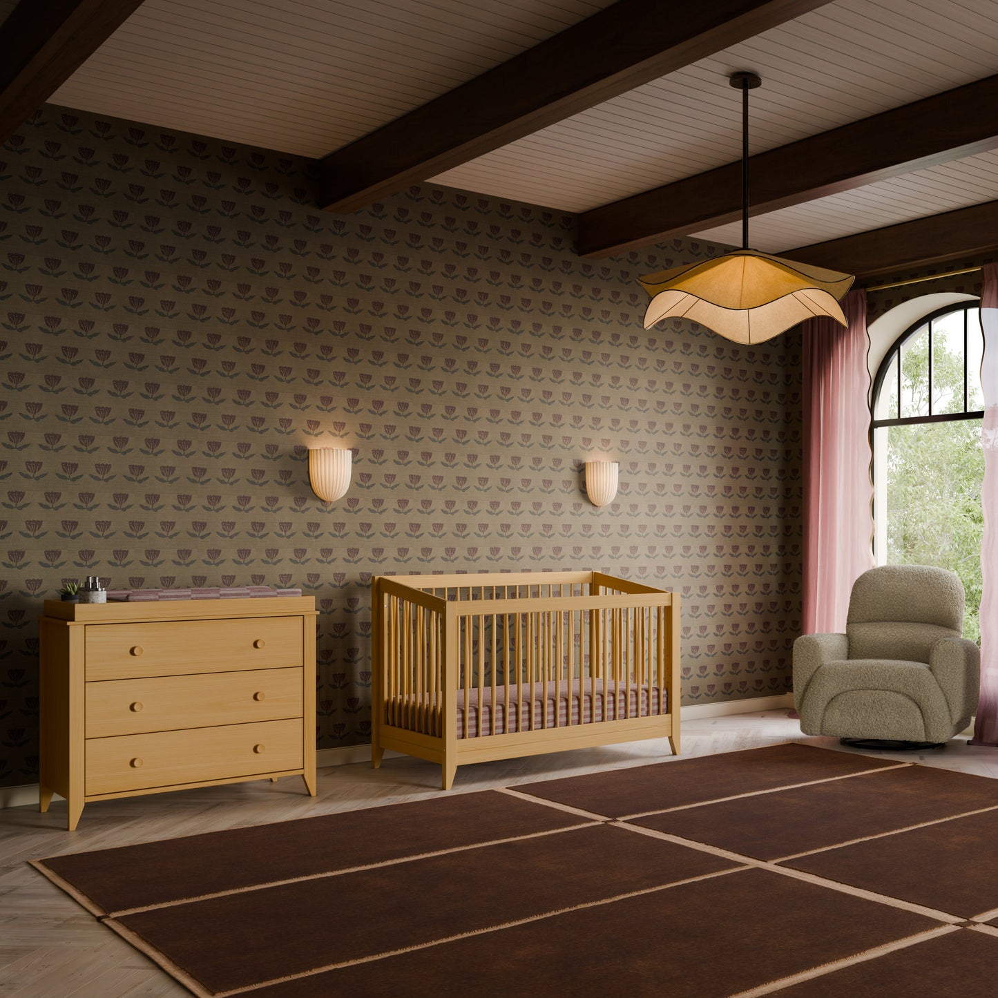 Sprout 4-in-1 Convertible Crib w/Toddler Bed Conversion Kit in Honey