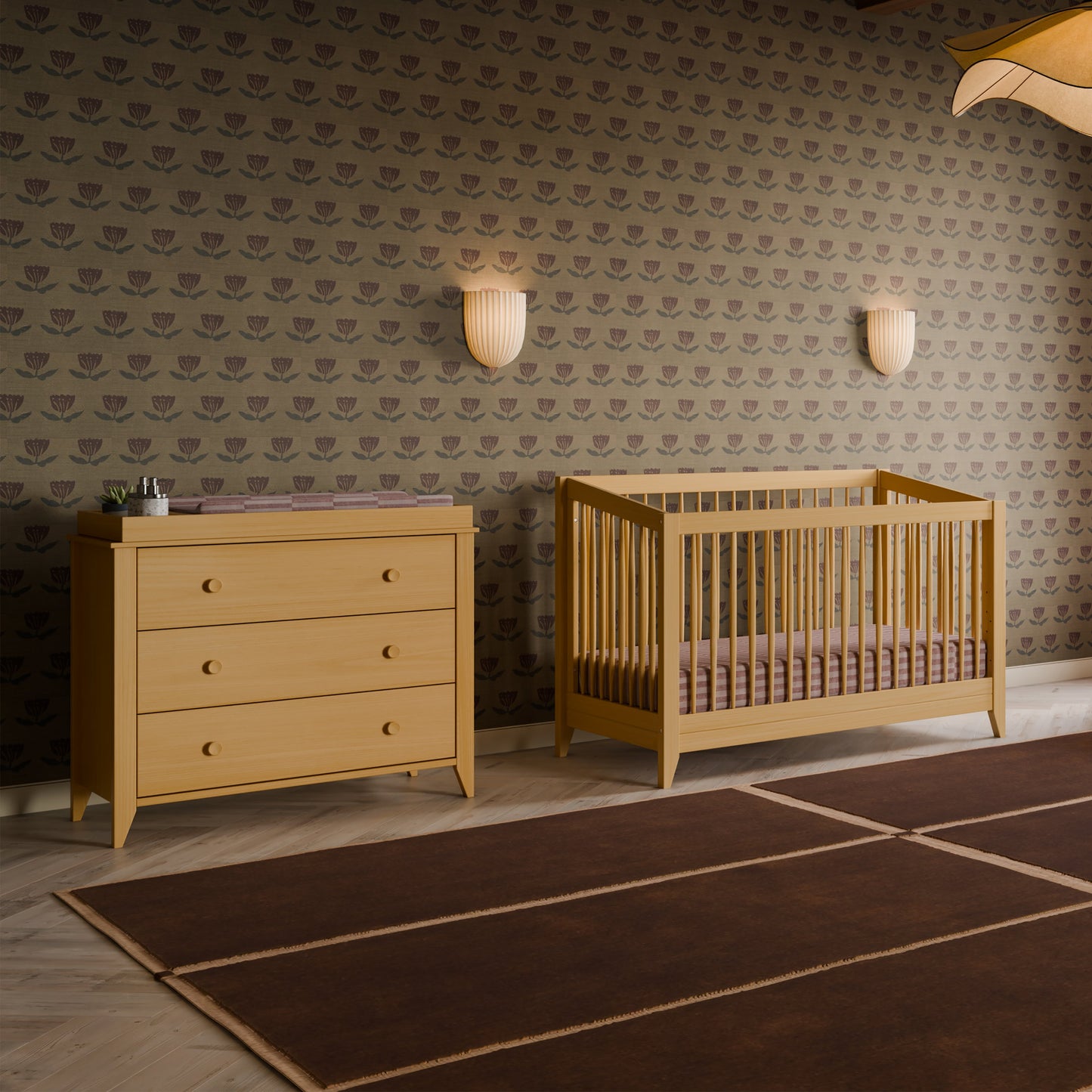 Sprout 4-in-1 Convertible Crib w/Toddler Bed Conversion Kit in Honey