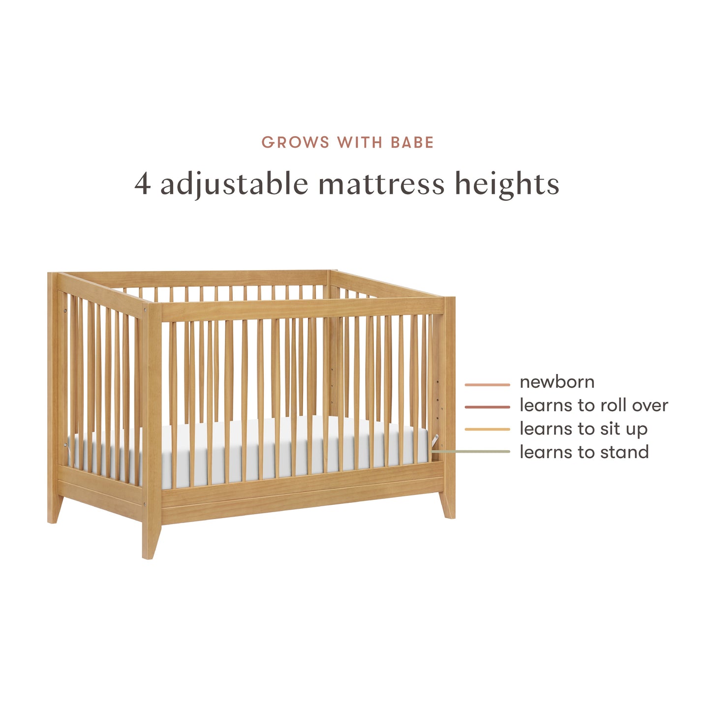 Sprout 4-in-1 Convertible Crib w/Toddler Bed Conversion Kit in Honey