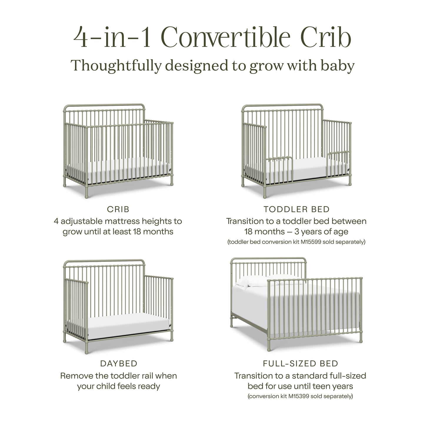 Winston 4-in-1 Convertible Crib in Heirloom Sage