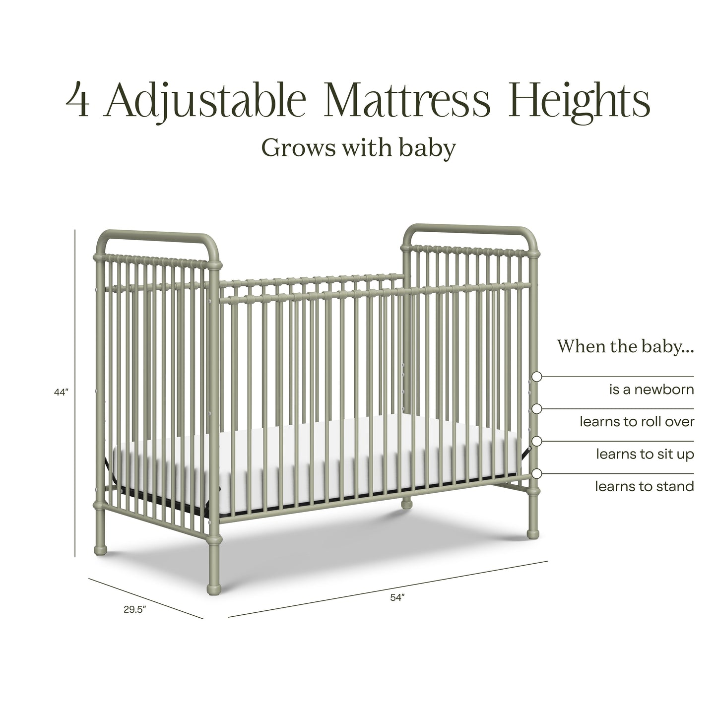 Abigail 3-in-1 Convertible Crib in Heirloom Sage