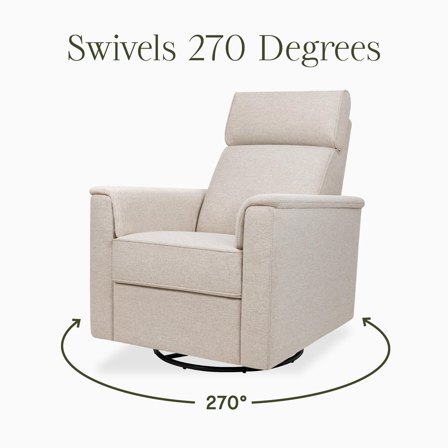 Willa Power Glider Recliner w/ adj. headrest & USB in Performance Grey Eco-Weave w/Light Wood Base