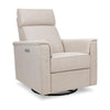 Willa Power Glider Recliner w/ adj. headrest & USB in Performance Grey Eco-Weave w/Light Wood Base