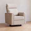 Willa Power Glider Recliner w/ adj. headrest & USB in Performance Grey Eco-Weave w/Light Wood Base
