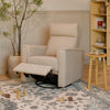 Willa Power Glider Recliner w/ adj. headrest & USB in Performance Grey Eco-Weave w/Light Wood Base