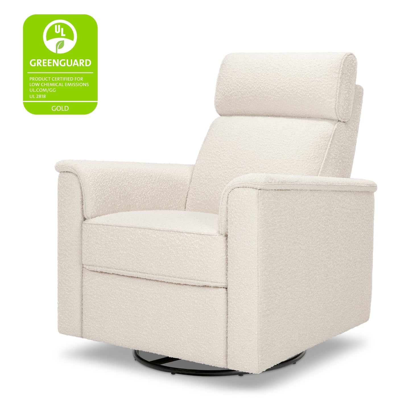 Willa Power Glider Recliner w/ adj. headrest & USB in Performance Grey Eco-Weave w/Light Wood Base