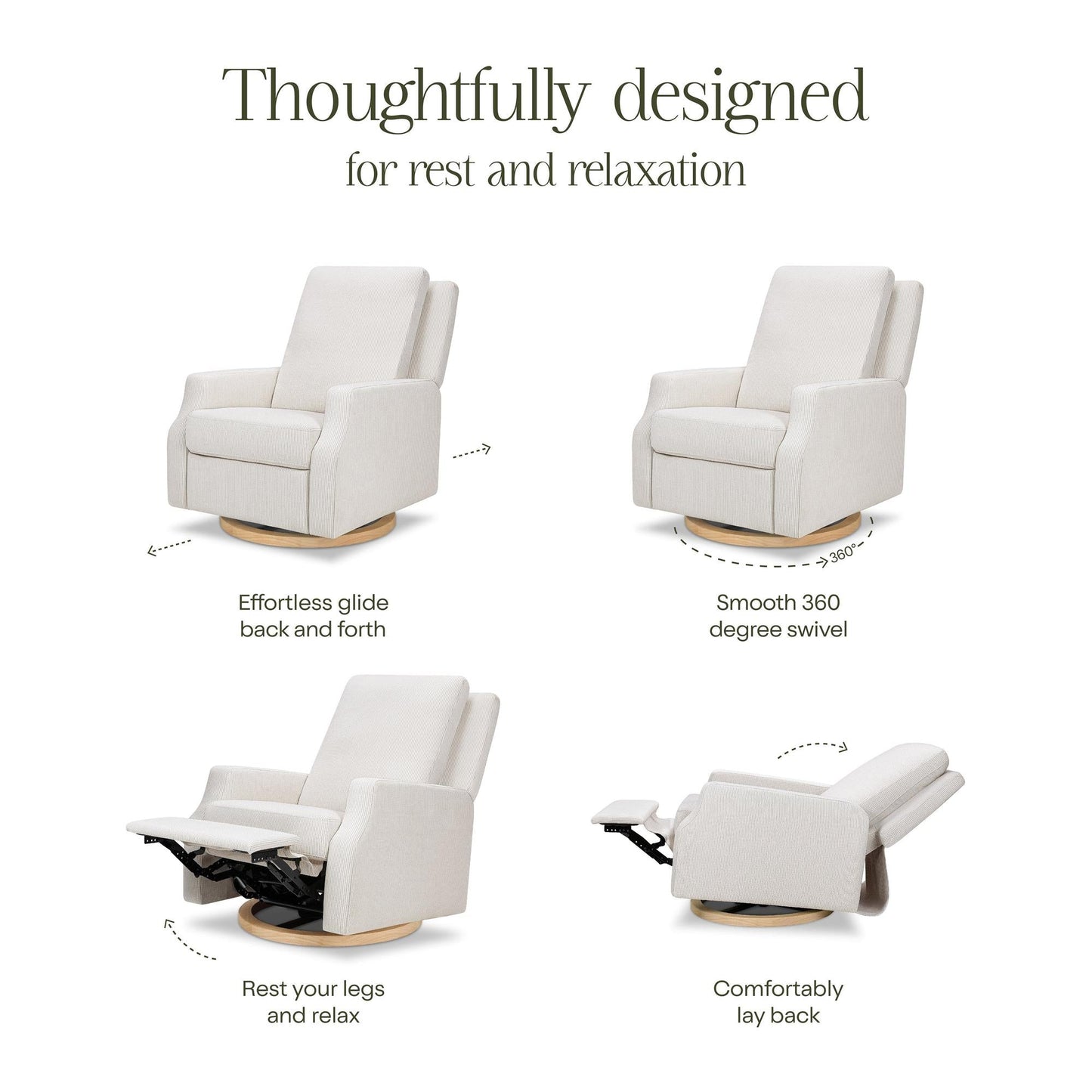 NAMESAKE CREWE RECLINER AND SWIVEL GLIDER IVORY BOUCLE