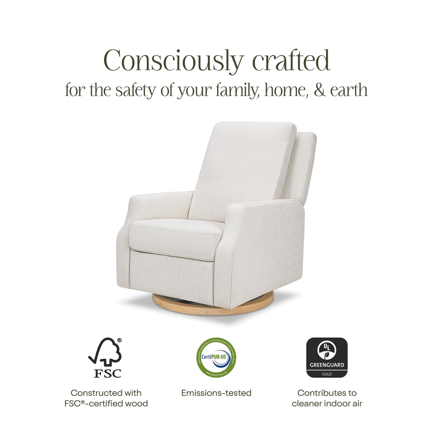 NAMESAKE CREWE RECLINER AND SWIVEL GLIDER IVORY BOUCLE
