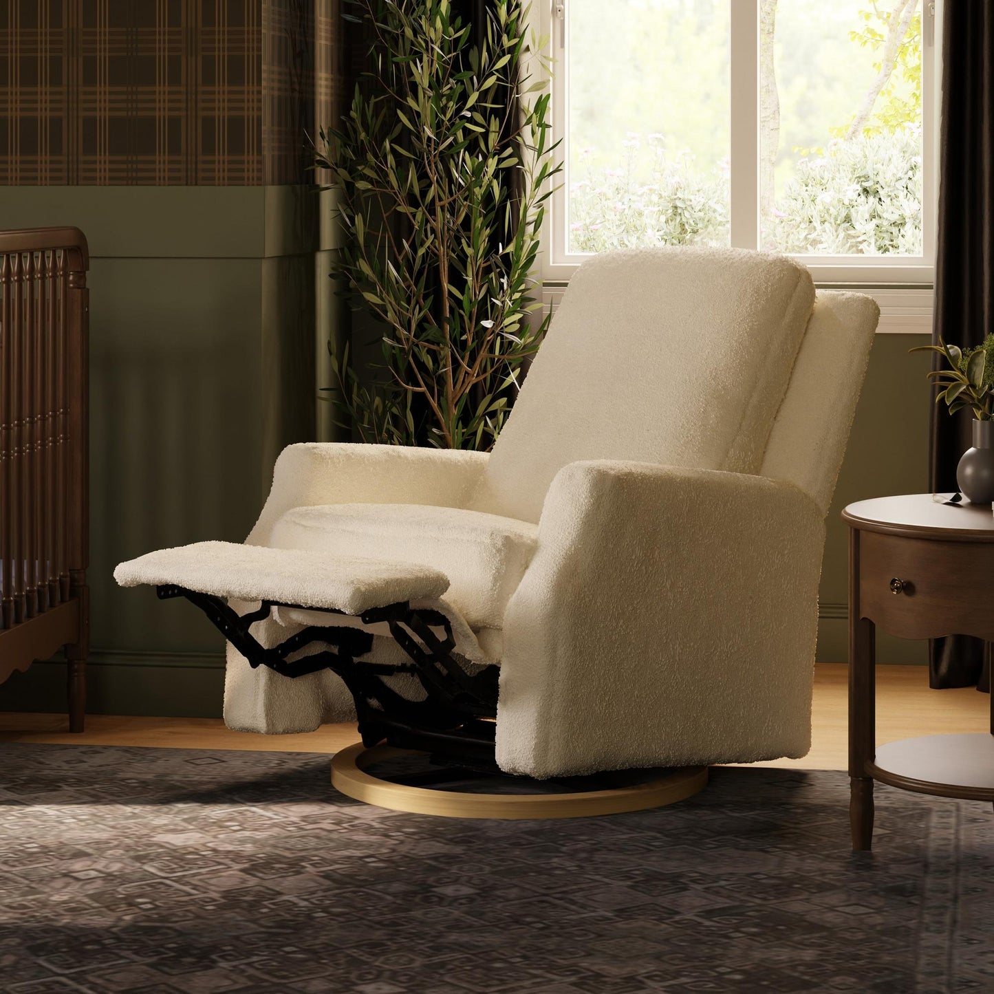 NAMESAKE CREWE RECLINER AND SWIVEL GLIDER IVORY BOUCLE