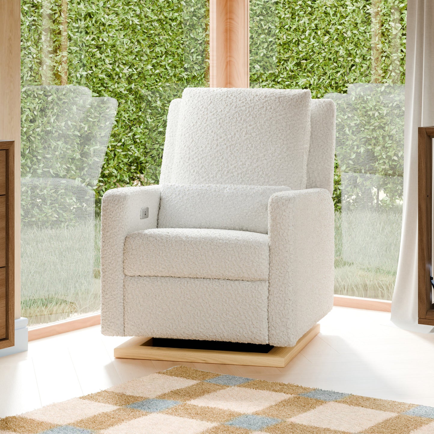 Sigi Glider Recliner w/ Electronic Control and USB in Performance Ivory Boucle