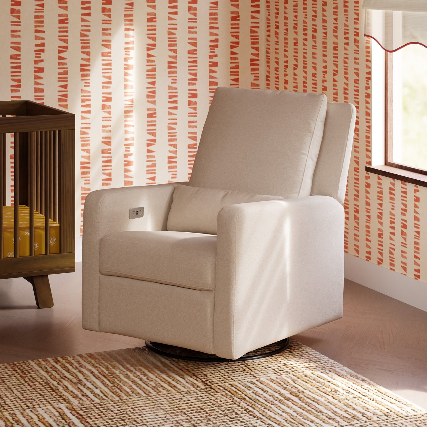 Sigi Glider Recliner w/ Electronic Control and USB in Performance Ivory Boucle