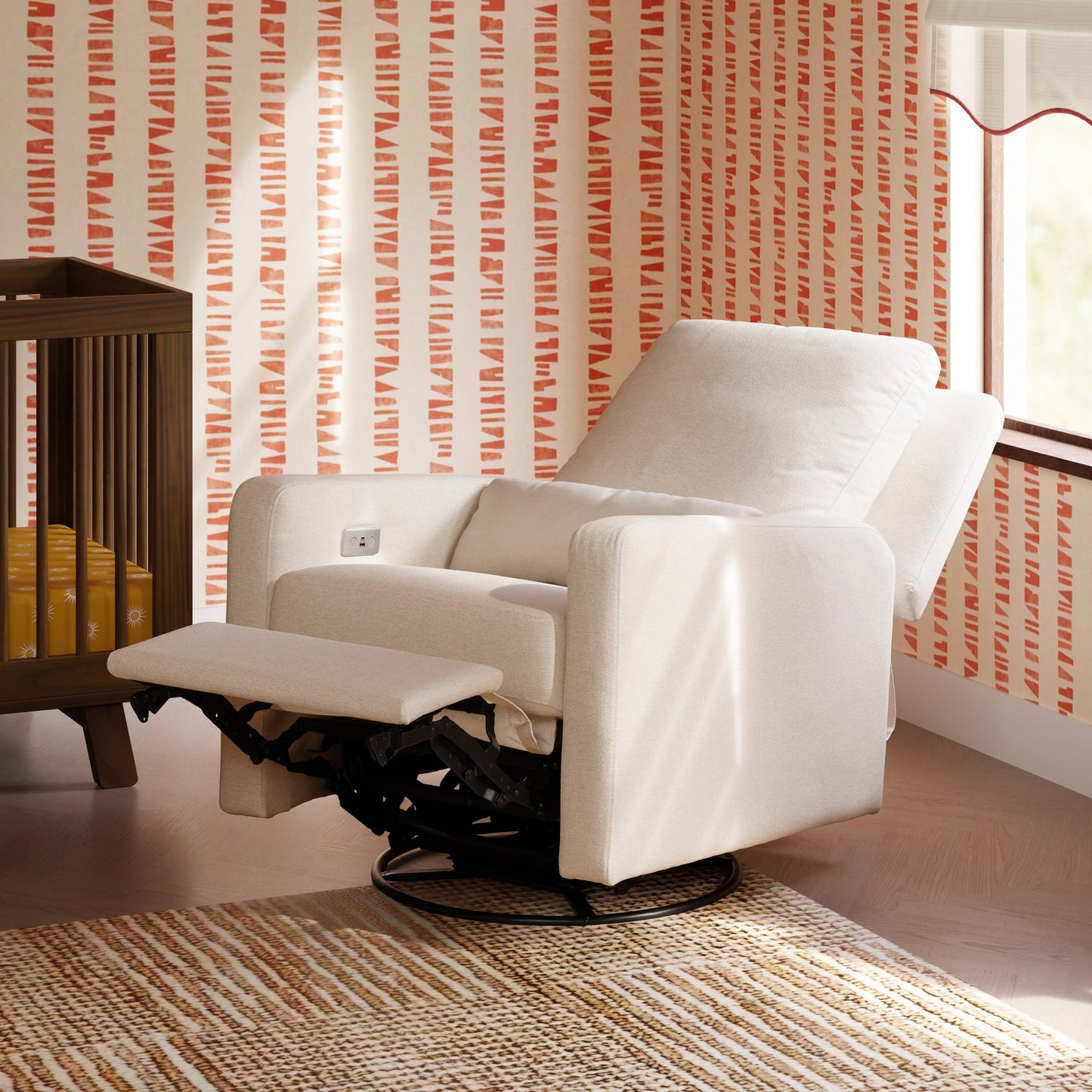 Sigi Glider Recliner w/ Electronic Control and USB in Performance Ivory Boucle