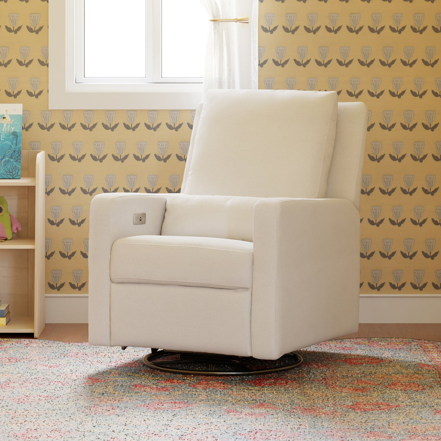 Sigi Glider Recliner w/ Electronic Control and USB in Performance Ivory Boucle