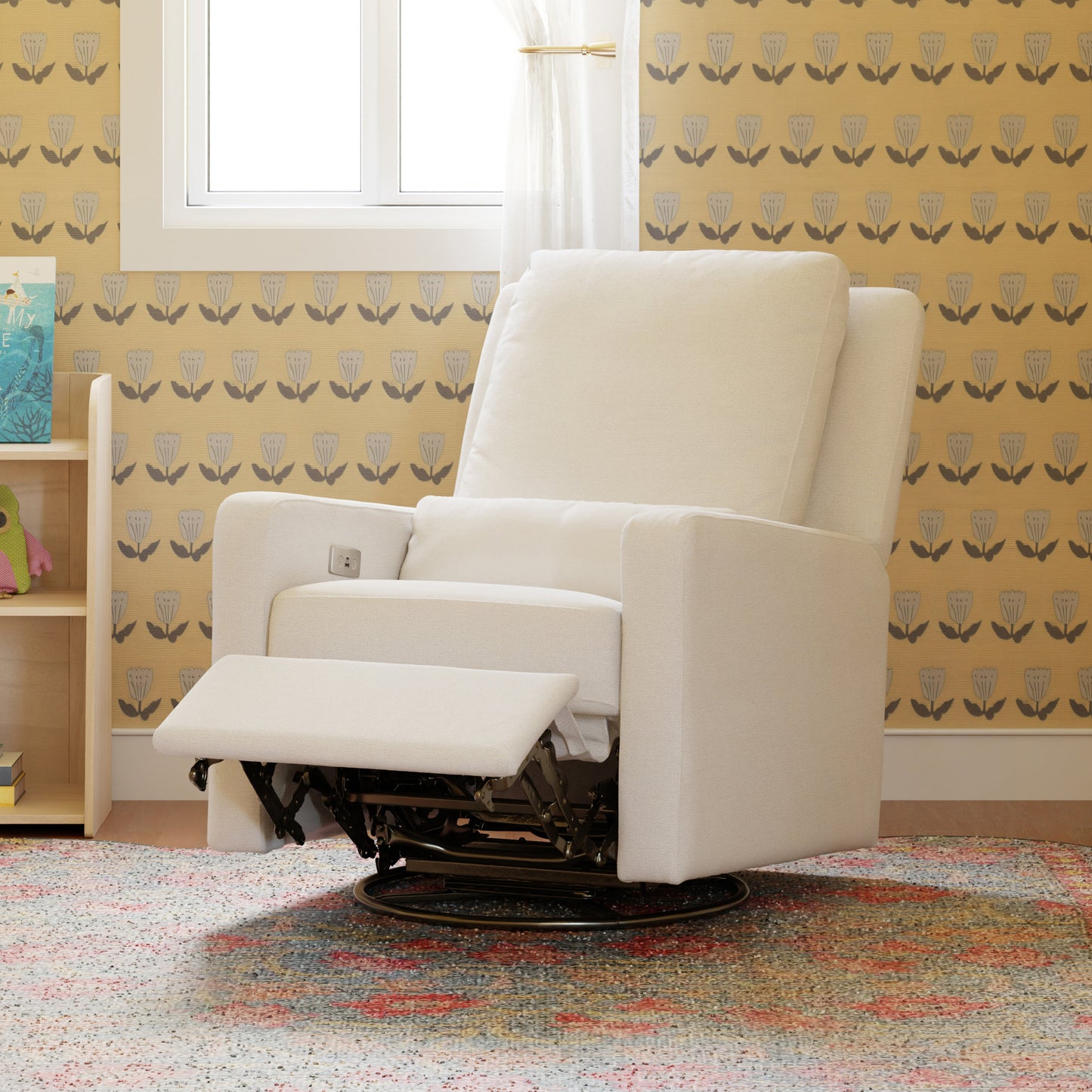 Sigi Glider Recliner w/ Electronic Control and USB in Performance Ivory Boucle