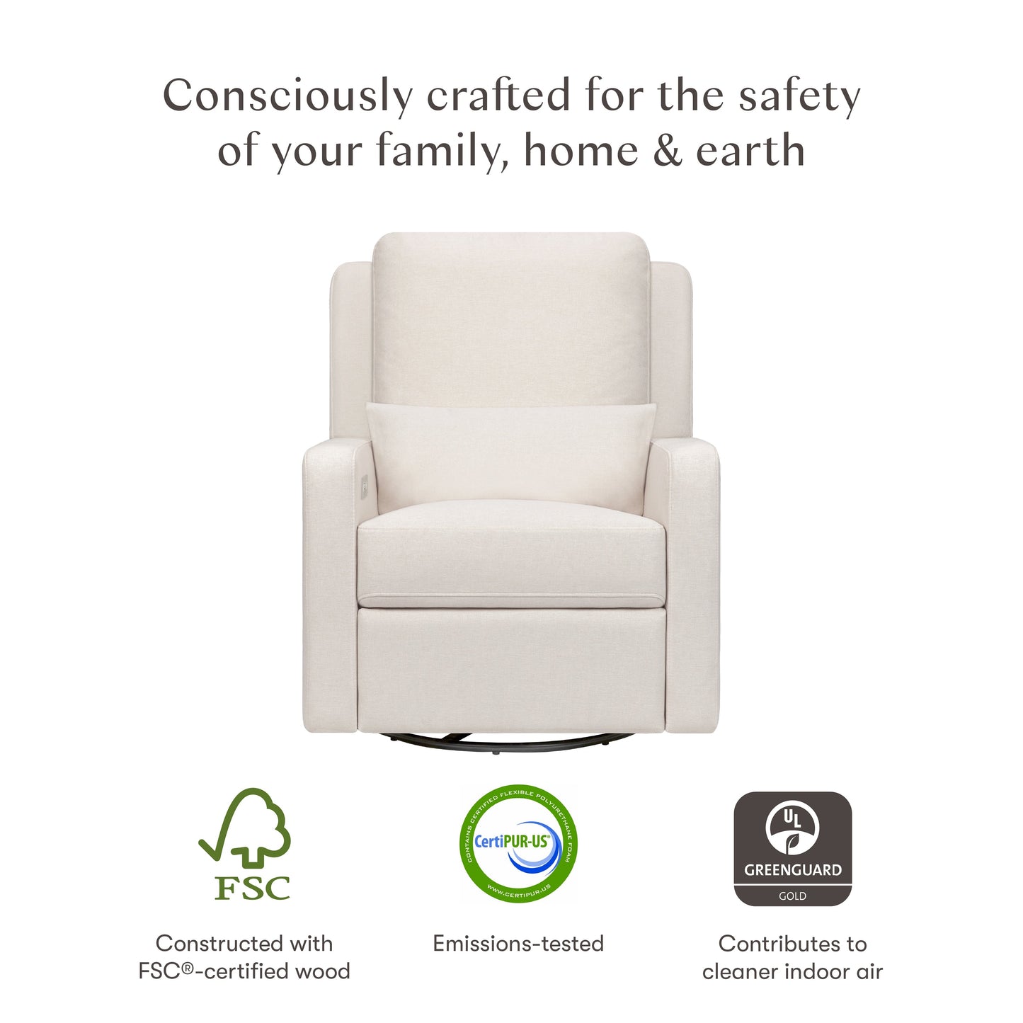 Sigi Glider Recliner w/ Electronic Control and USB in Performance Ivory Boucle