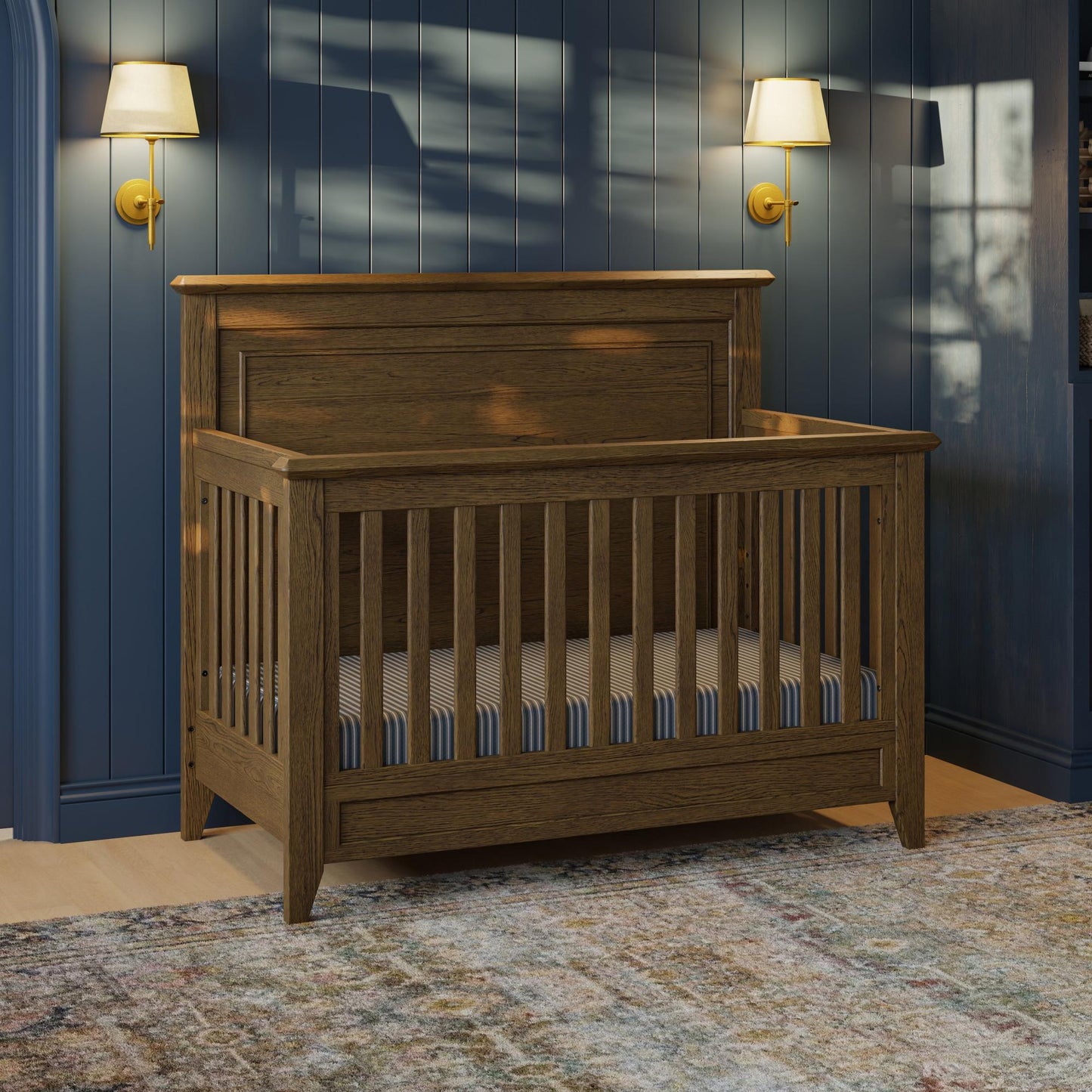 Beckett Rustic 4-in-1 Convertible Flat Top Crib in Sandbar