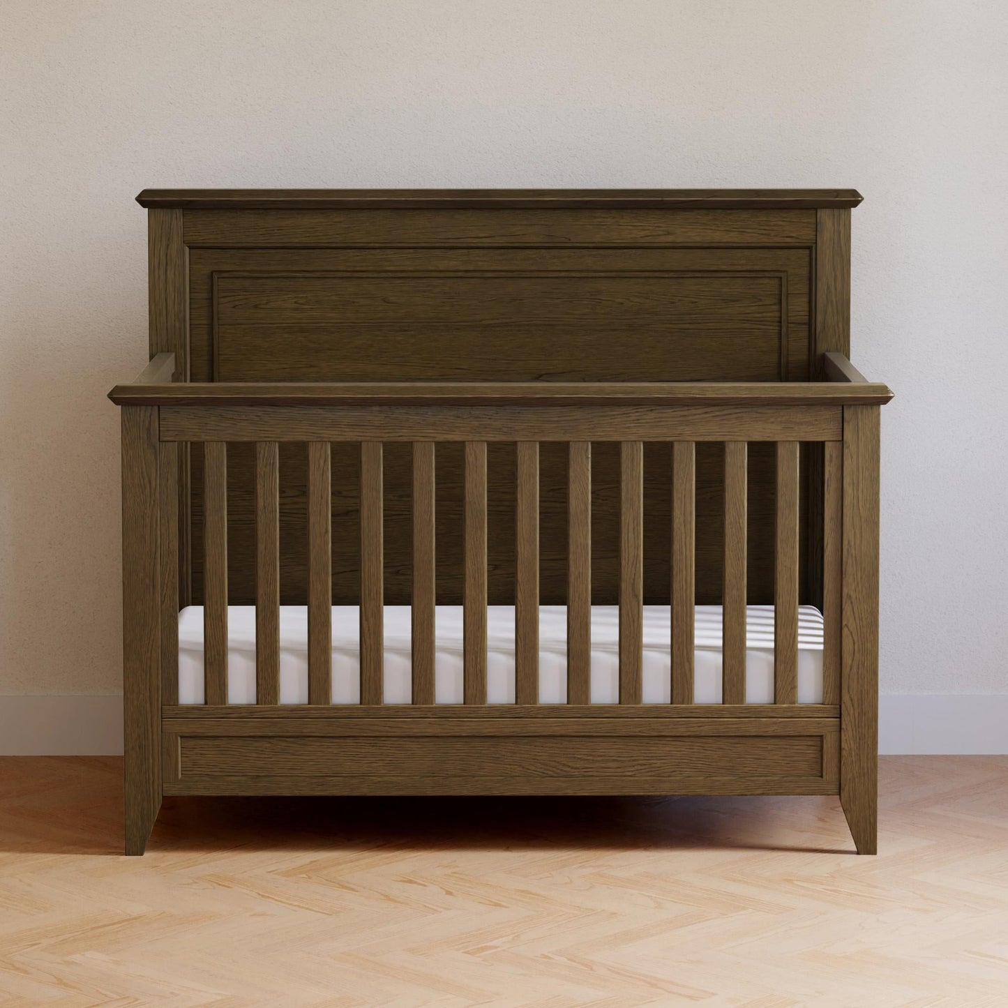 Beckett Rustic 4-in-1 Convertible Flat Top Crib in Sandbar