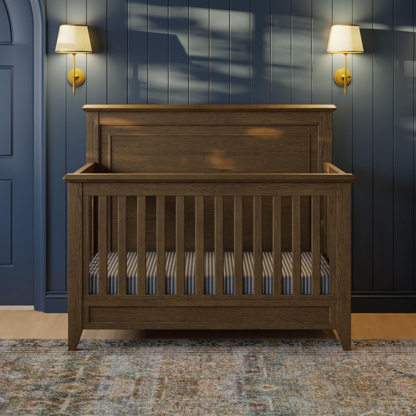 Beckett Rustic 4-in-1 Convertible Flat Top Crib in Sandbar