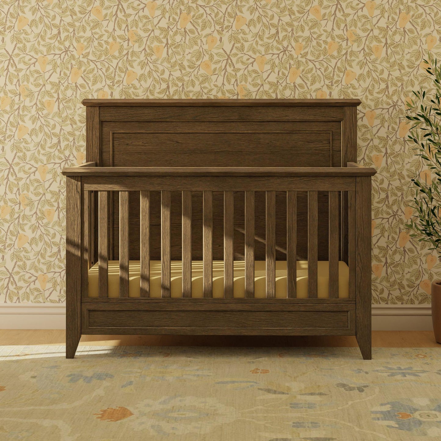 Beckett Rustic 4-in-1 Convertible Flat Top Crib in Sandbar