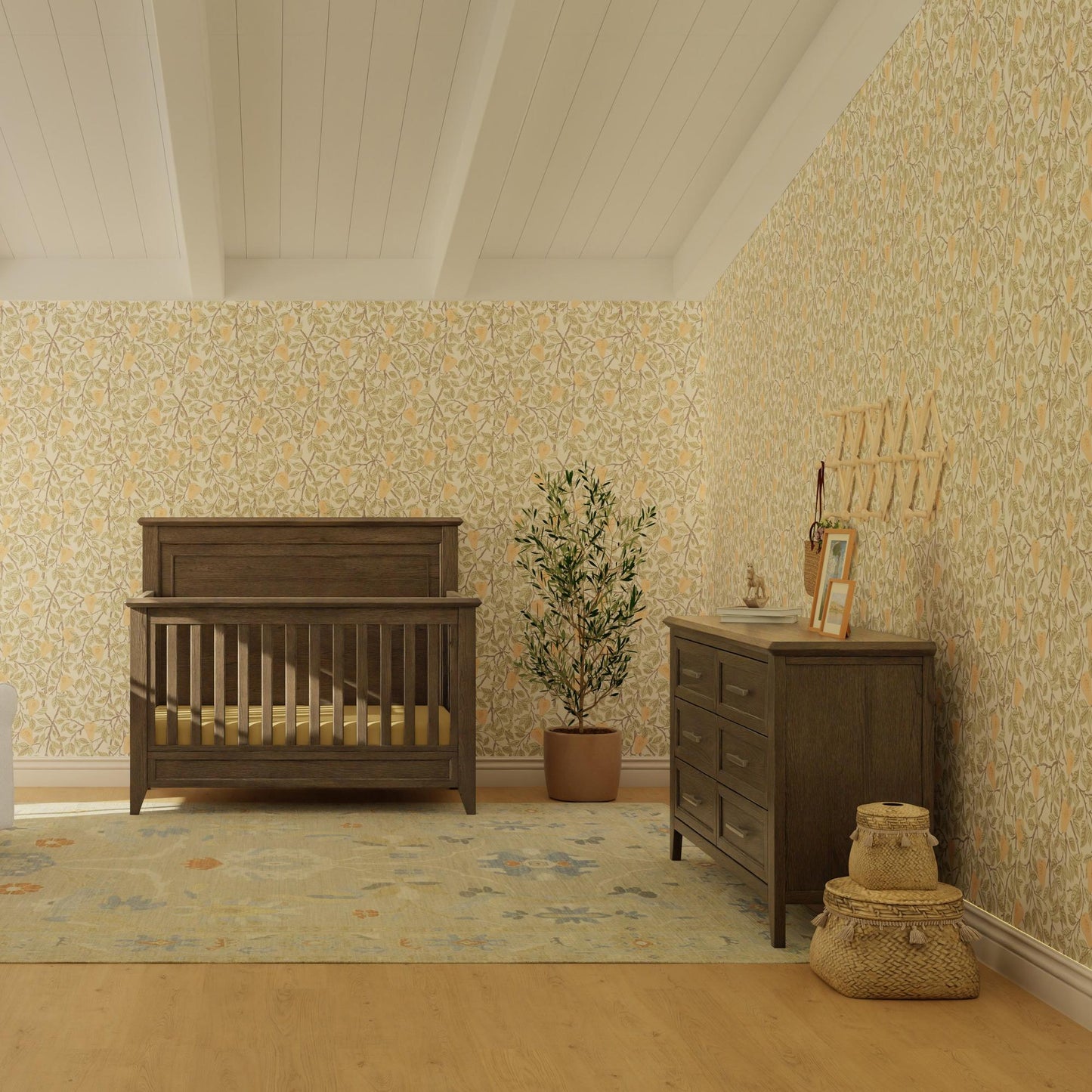 Beckett Rustic 4-in-1 Convertible Flat Top Crib in Sandbar