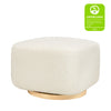 Kiwi Gliding Ottoman in Cream Shearling with Light Wood Base