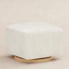 Kiwi Gliding Ottoman in Cream Shearling with Light Wood Base