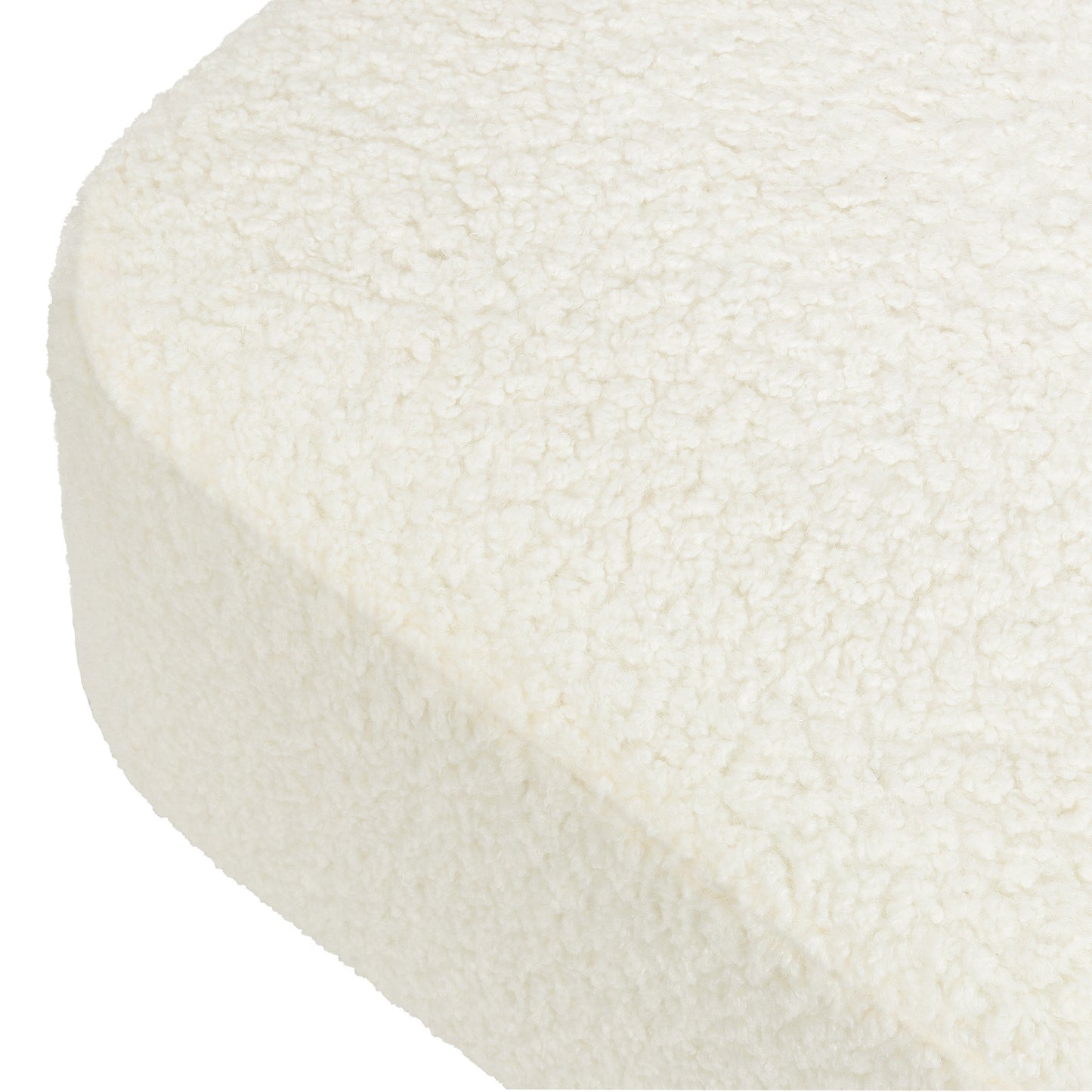 Kiwi Gliding Ottoman in Cream Shearling with Light Wood Base