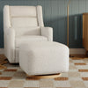 Kiwi Gliding Ottoman in Cream Shearling with Light Wood Base