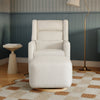 Kiwi Gliding Ottoman in Cream Shearling with Light Wood Base