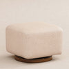 Kiwi Gliding Ottoman in Cream Shearling with Light Wood Base