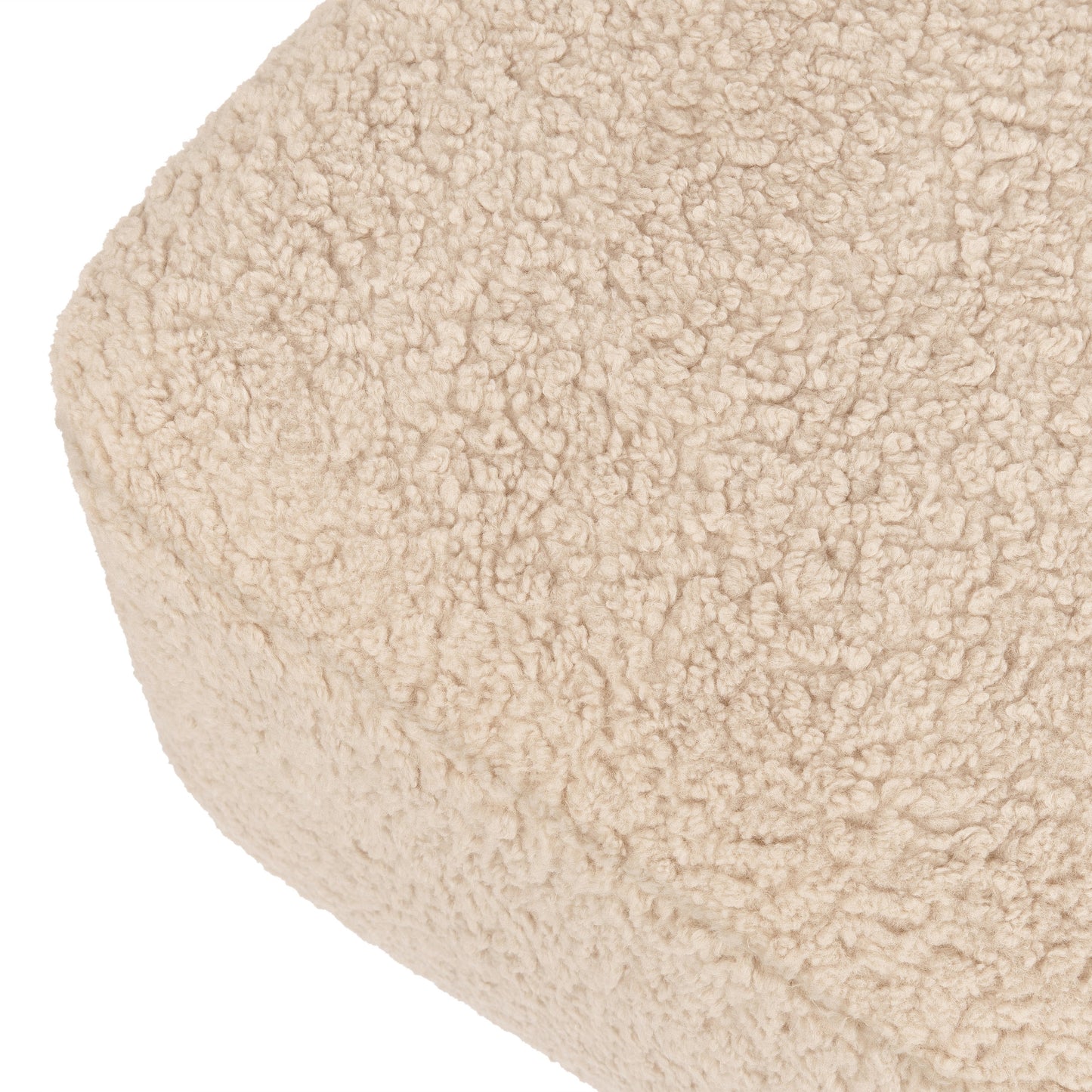 Kiwi Gliding Ottoman in Cream Shearling with Light Wood Base
