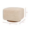 Kiwi Gliding Ottoman in Cream Shearling with Light Wood Base