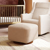 Kiwi Gliding Ottoman in Cream Shearling with Light Wood Base
