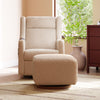 Kiwi Gliding Ottoman in Cream Shearling with Light Wood Base