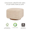 Kiwi Gliding Ottoman in Cream Shearling with Light Wood Base