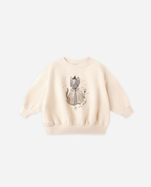 QUINCY MAE RELAXED FLEECE SWEATSHIRT - MAGIC CAT