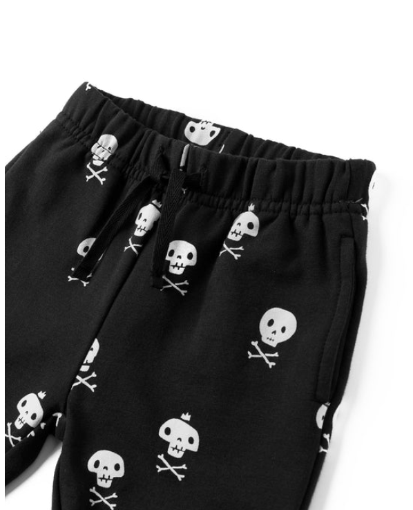QUINCY MAE RELAXED FLEECE SWEATPANT- CROSSBONES