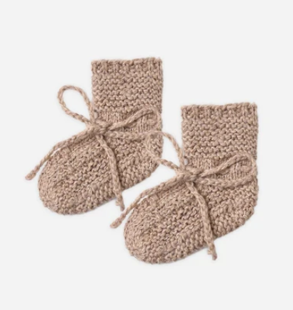 QUINCY MAE KNIT BOOTIES HEATHERED ALMOND