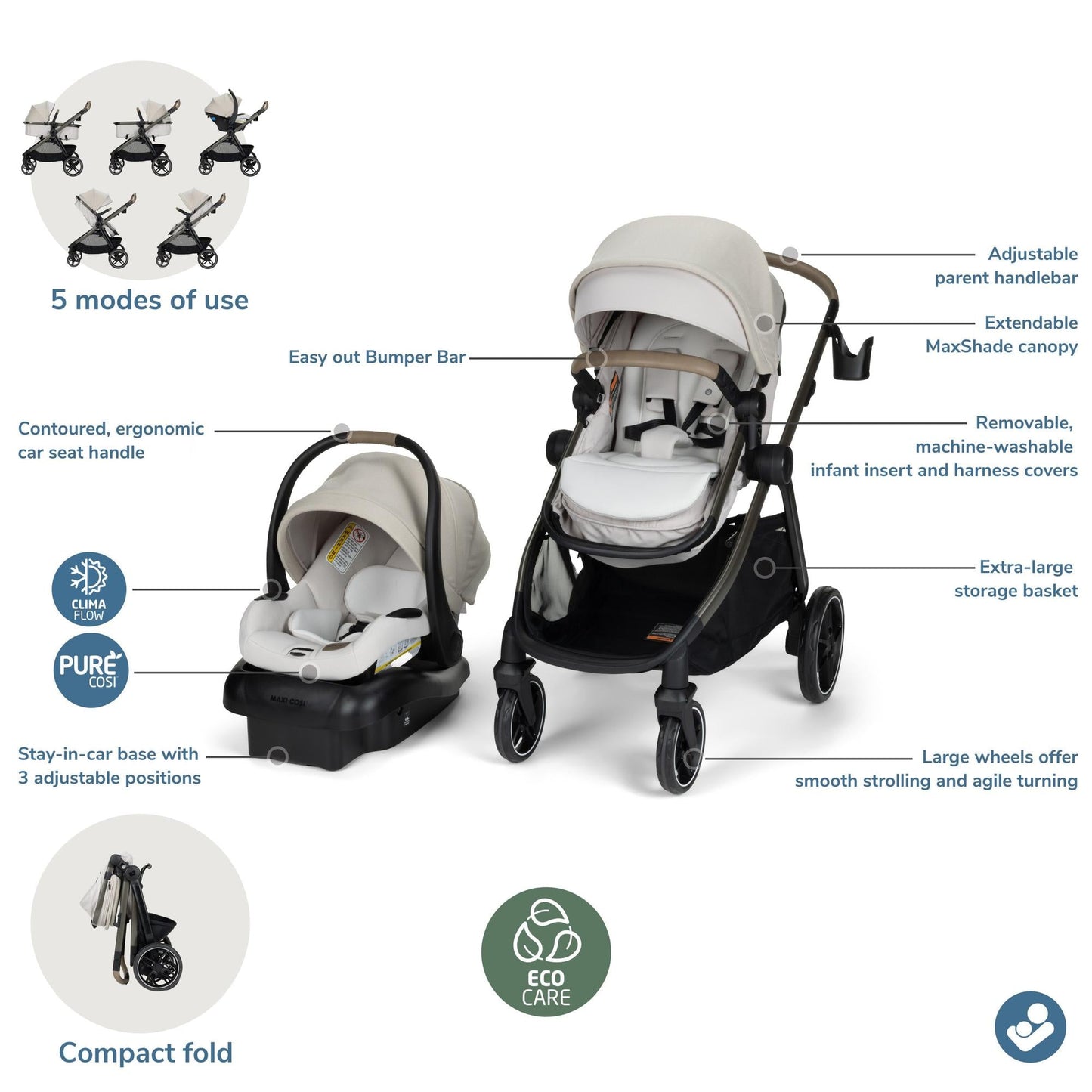 maxi-cosi zelia replacement parts Maxi-Cosi Zelia Pro 5-in-1 Modular Travel System Caspian Caviar