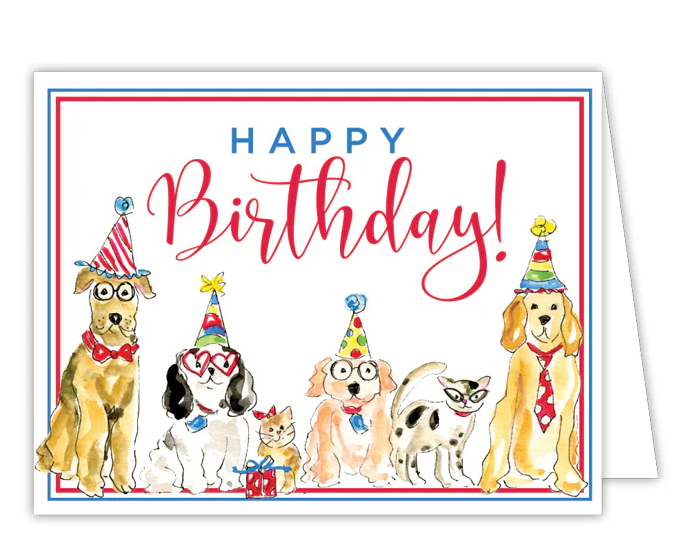 HAPPY BIRTHDAY DOG PARTY GREETING CARD