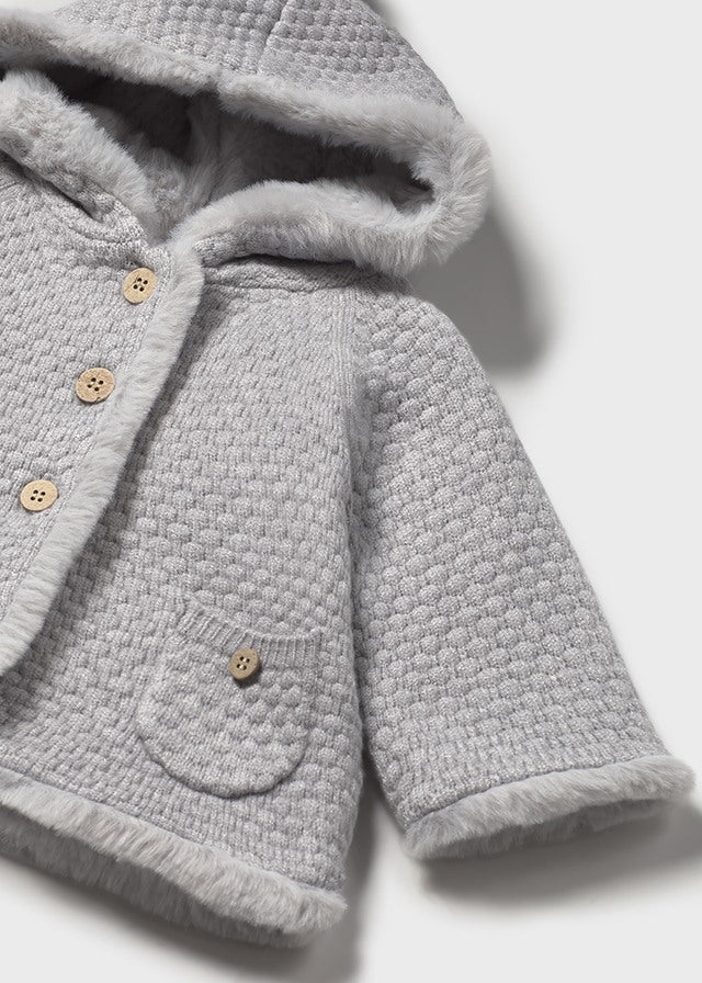 MAYORAL GIRL KNIT JACKET WITH FAUX FUR