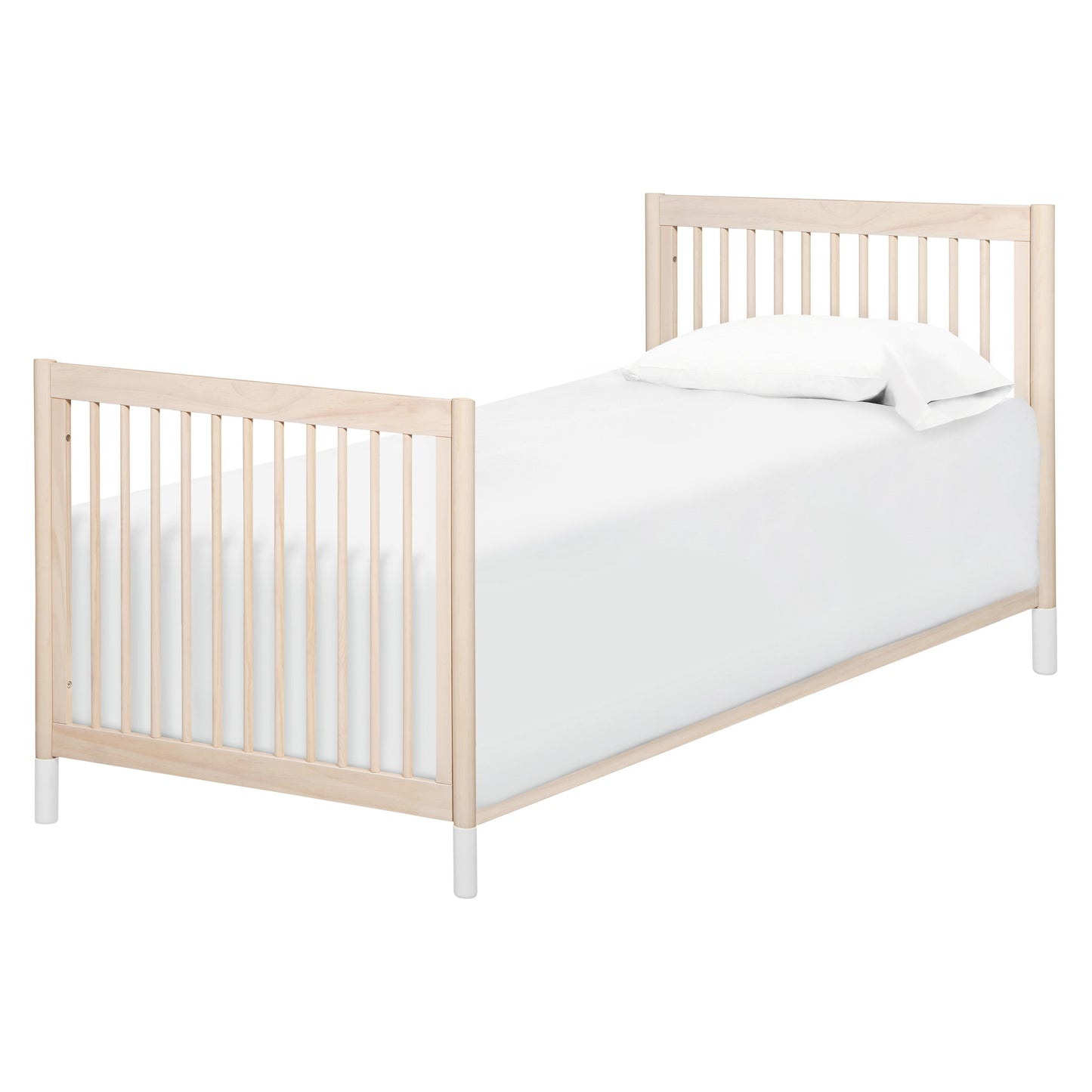 Gelato 4-in-1 Convertible Mini Crib and Twin bed in Natural Walnut Finish with Gold Feet