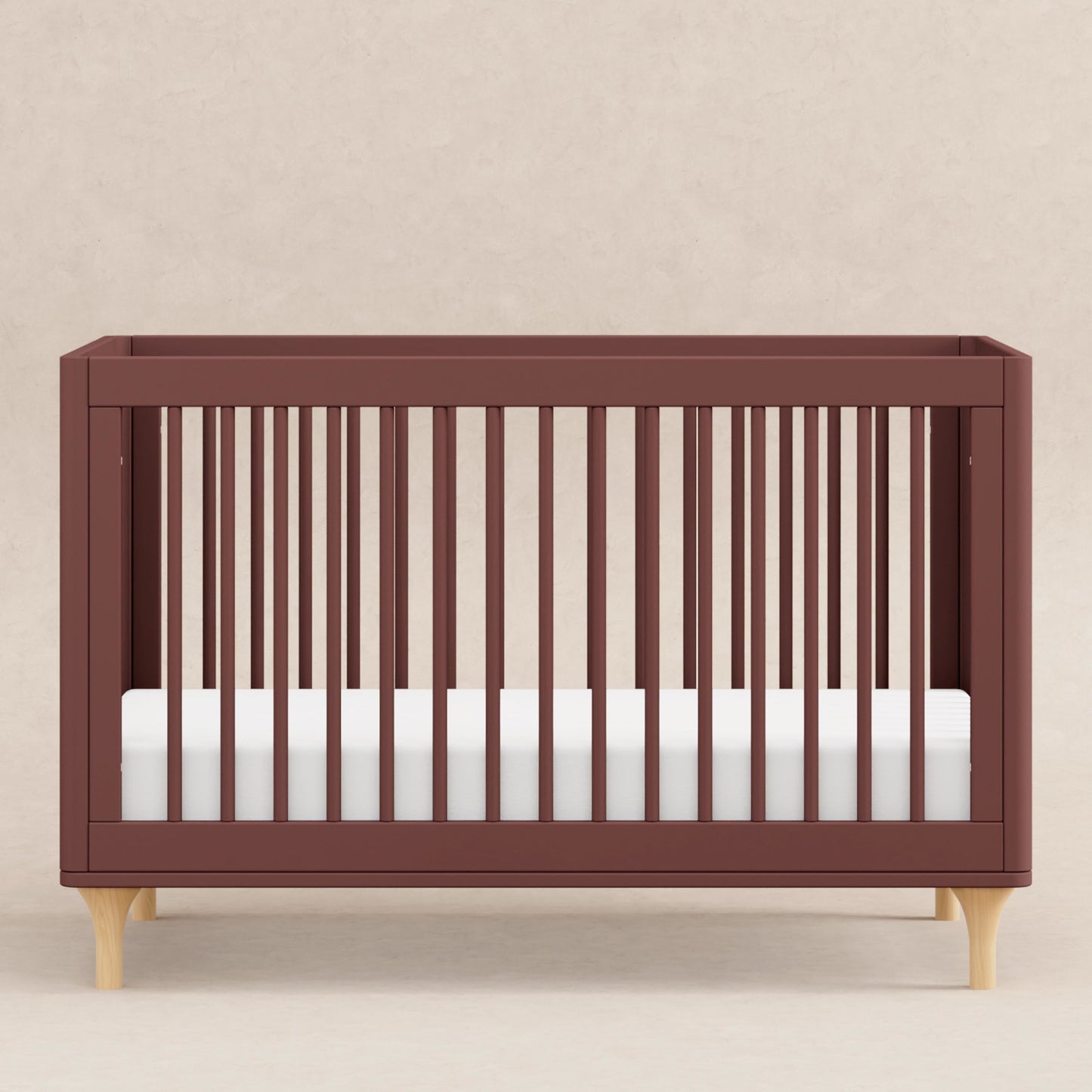 Lolly 3-in-1 Convertible Crib w/Toddler Bed Conversion in Crimson/Natural